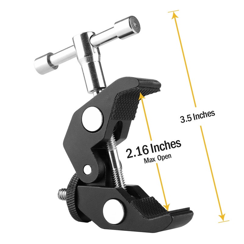 ChromLives Super Clamp Photography Camera Crab Clamp with 1/4''-20 to 1/4'' 20 Screw Converter for 15mm Rods/Lights/Umbrellas/Shelves/Cross Bars and More - Image 3